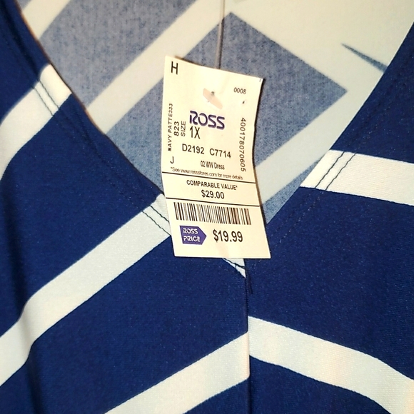 NWT blue and striped White dress - Picture 2 of 3